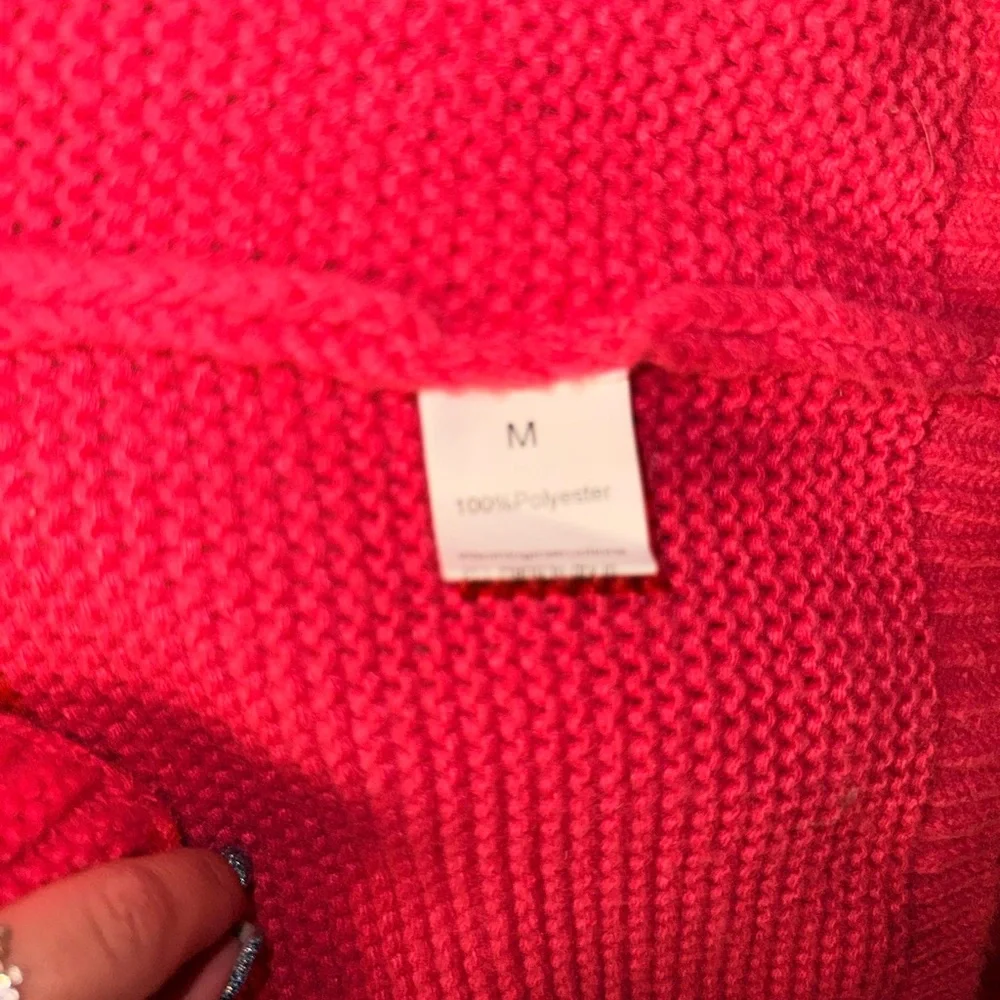 No brand orange and Pink Striped knit lOng cardigan medium - Picture 3 of 3